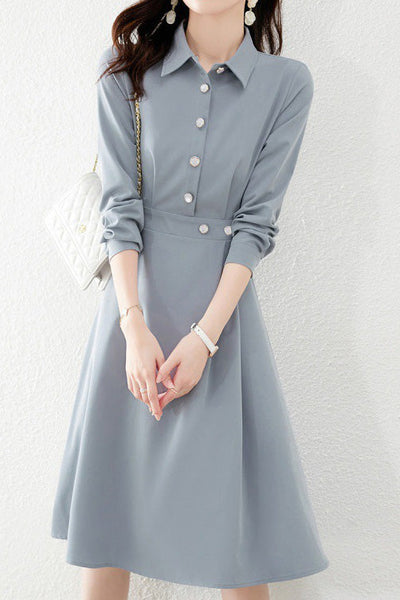 Fashionable Waist-Slimming Shirt Dress