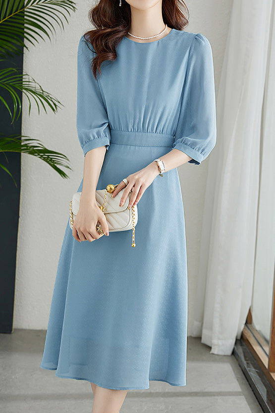 French-Style Three-Quarter Sleeve Elegant Dress