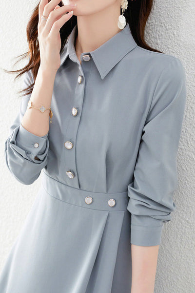 Fashionable Waist-Slimming Shirt Dress