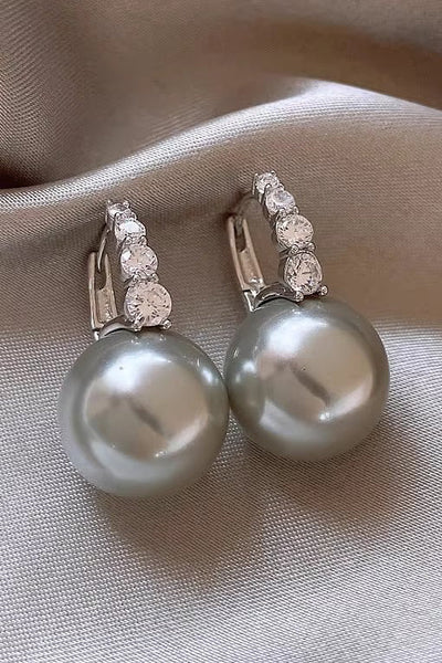 Light luxury copper micro inlaid zircon pearl earrings