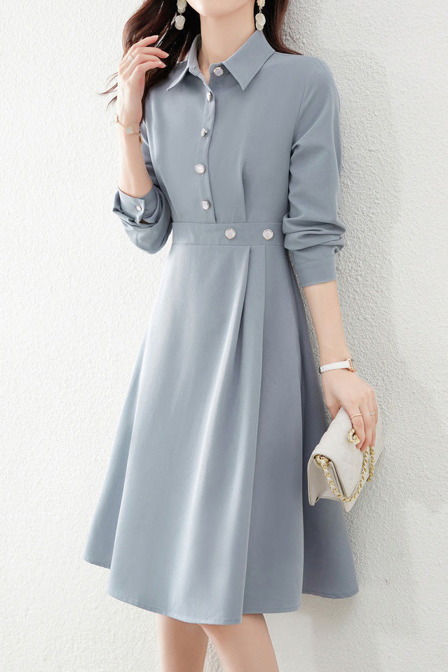 Fashionable Waist-Slimming Shirt Dress