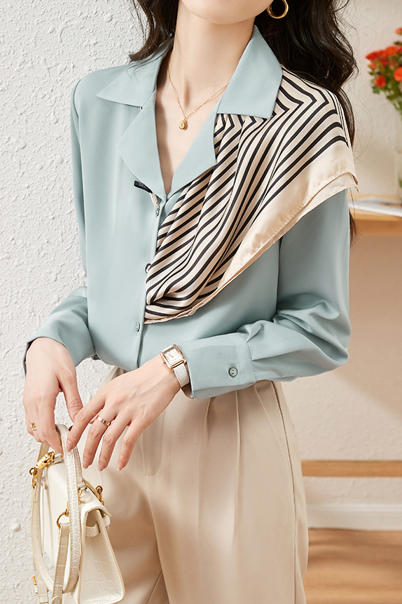 Early Autumn Elegant Office Suit Collar Long-Sleeve Shirt