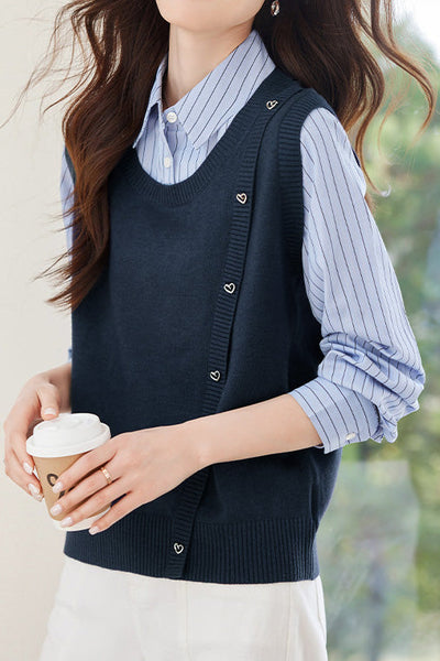 Early Autumn Fashionable Vest Spliced Shirt