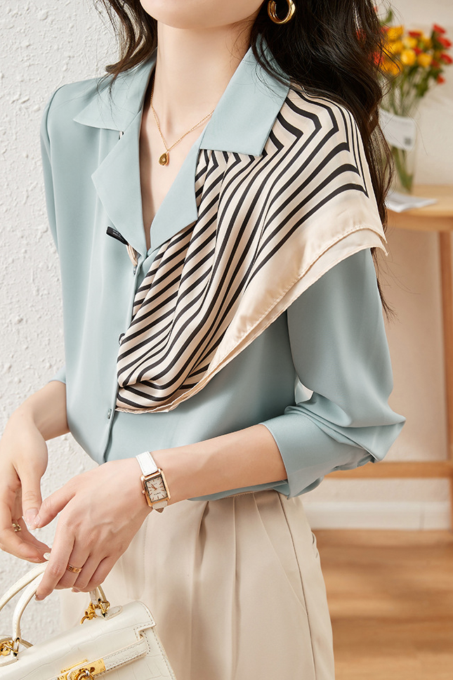Early Autumn Elegant Office Suit Collar Long-Sleeve Shirt