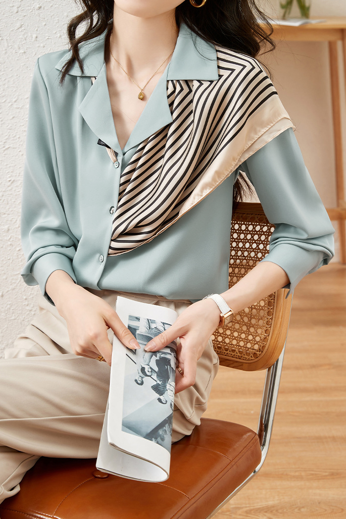 Early Autumn Elegant Office Suit Collar Long-Sleeve Shirt