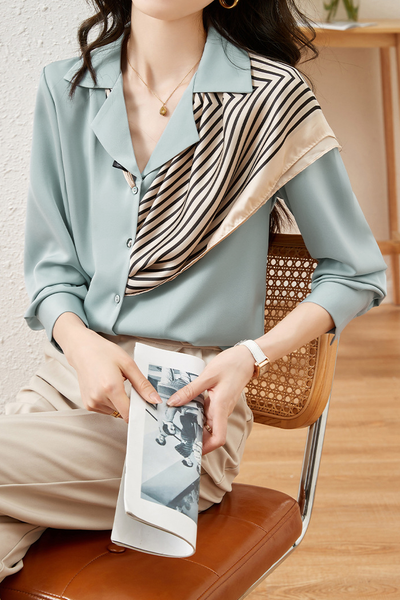 Early Autumn Elegant Office Suit Collar Long-Sleeve Shirt