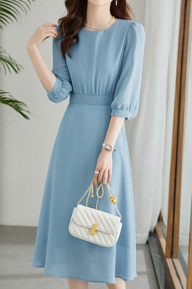 French-Style Three-Quarter Sleeve Elegant Dress