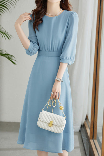 French-Style Three-Quarter Sleeve Elegant Dress