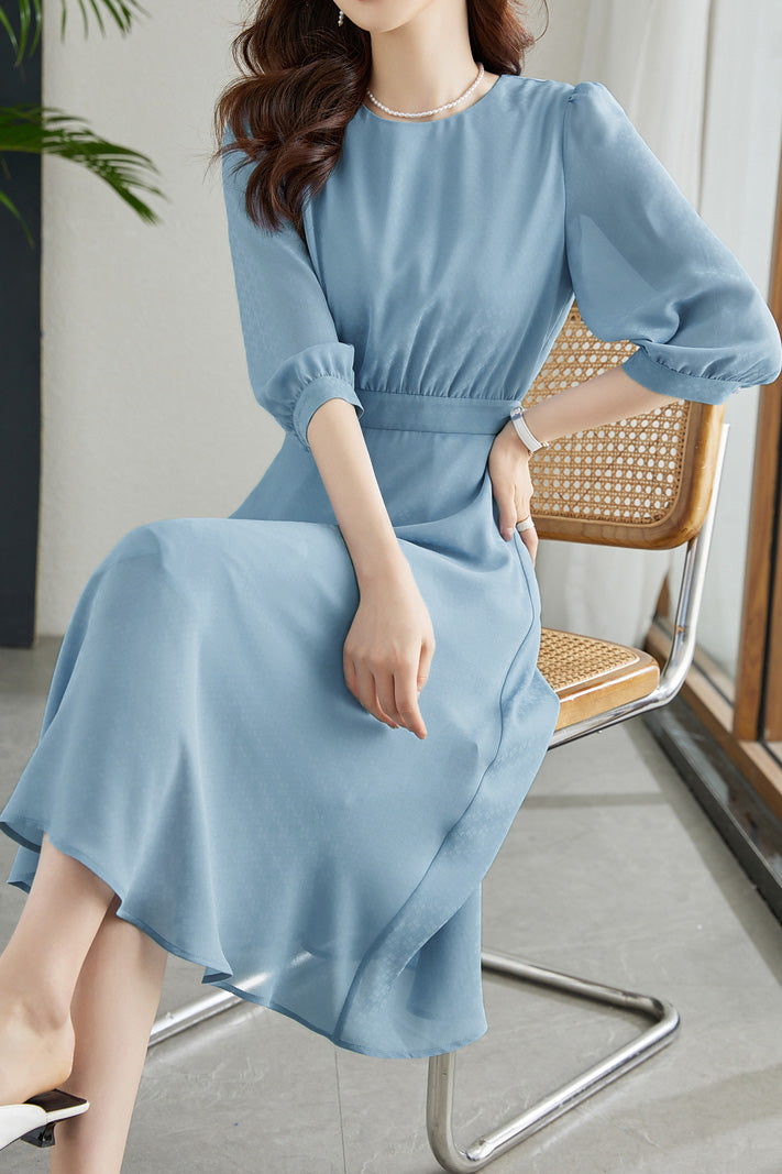 French-Style Three-Quarter Sleeve Elegant Dress