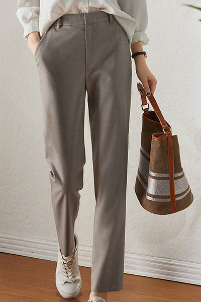 Office Style 3/4 Length Straight Pants