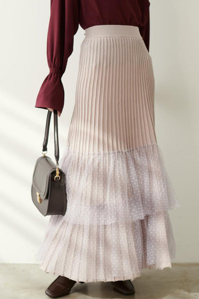 Fashionable Versatile Knit Paneled Skirt