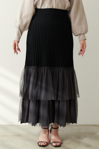 Fashionable Versatile Knit Paneled Skirt