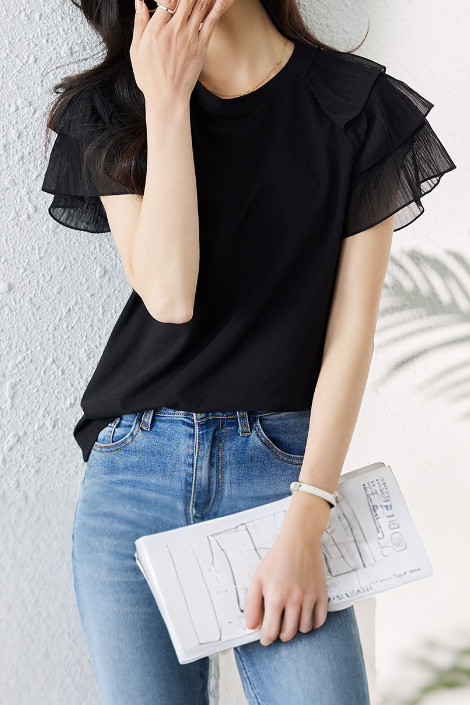 Versatile Spliced Short-sleeve T-shirt
