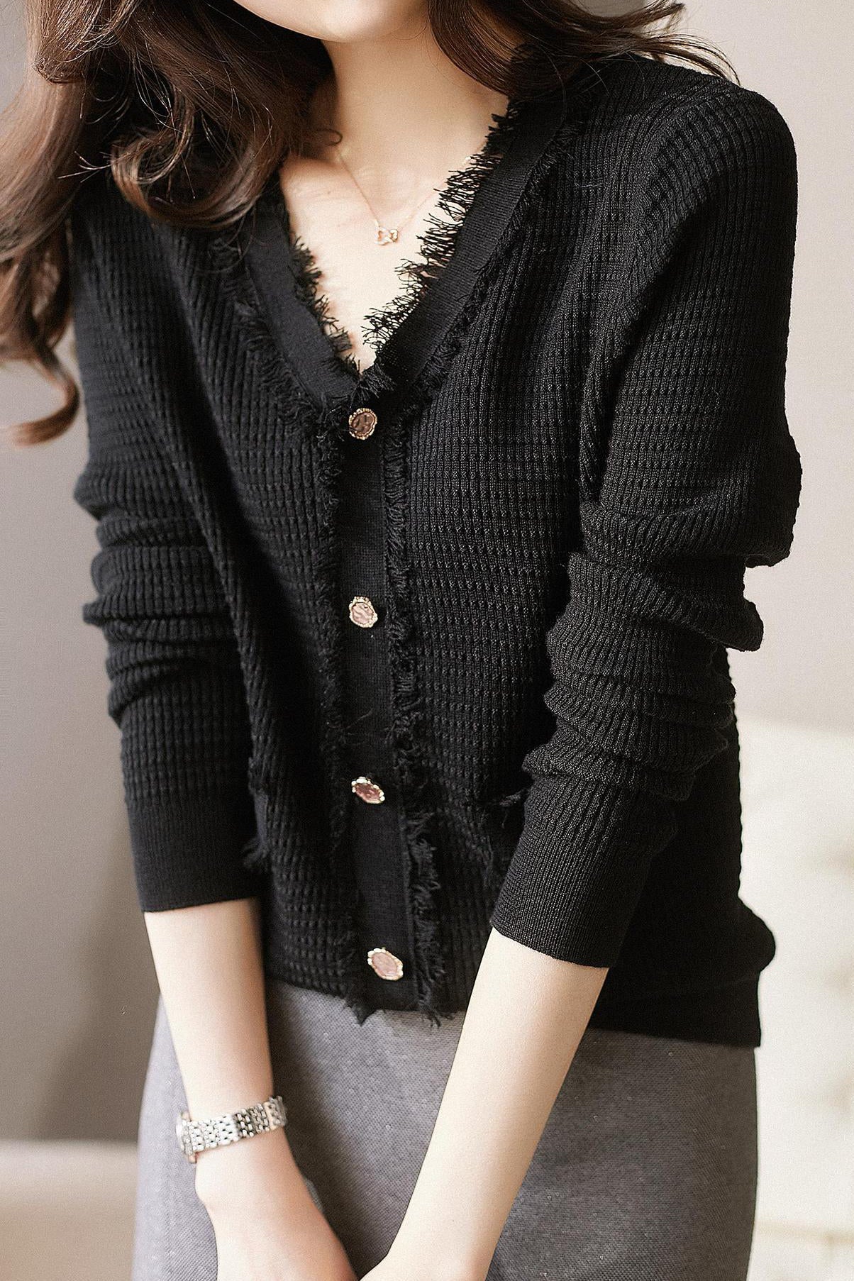 Elegant Fringe Knit Top