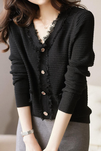 Elegant Fringe Knit Top