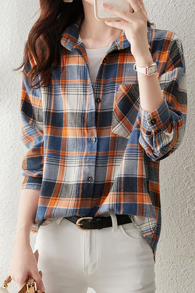 Early Autumn Stylish Casual Checkered Sleeve Shirt