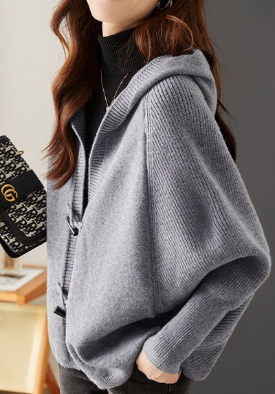 Versatile Knitted Hooded Cardigan Coat