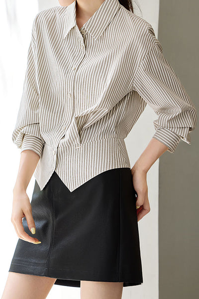 Early Autumn Office Fitted-Waist Striped Shirt