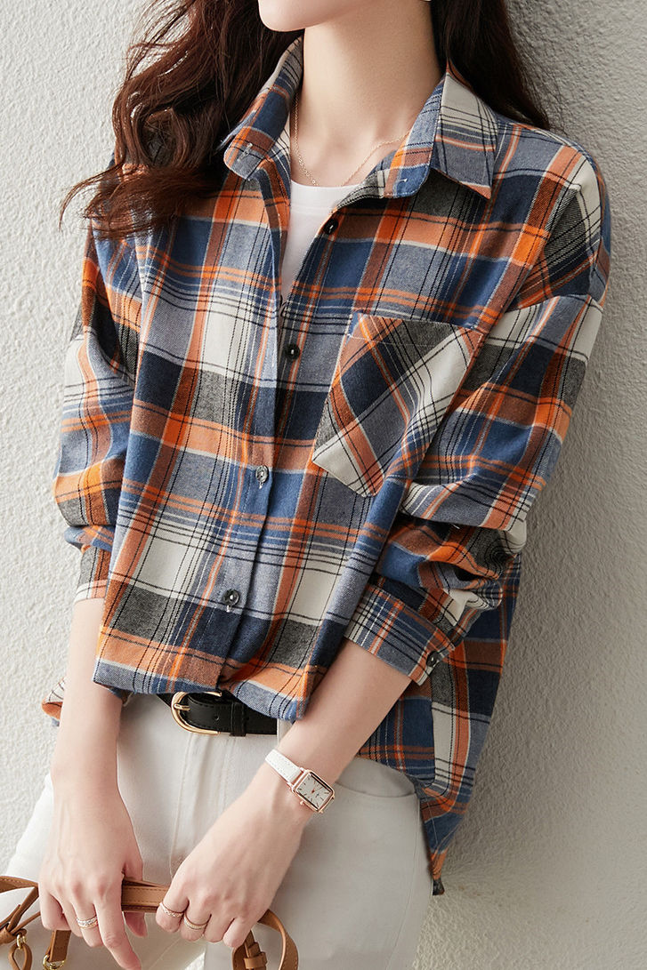 Early Autumn Stylish Casual Checkered Sleeve Shirt
