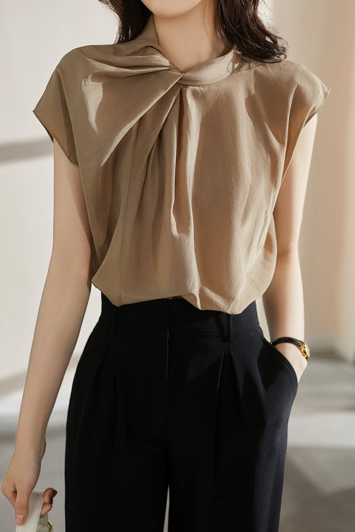 Draped Tuck Elegant Blouse