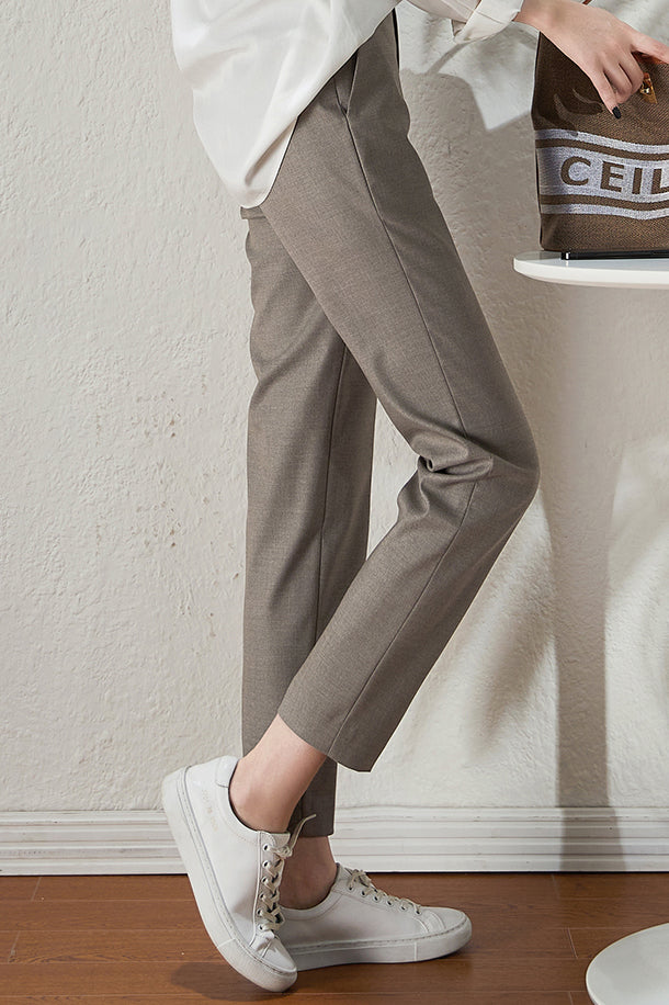 Office Style 3/4 Length Straight Pants