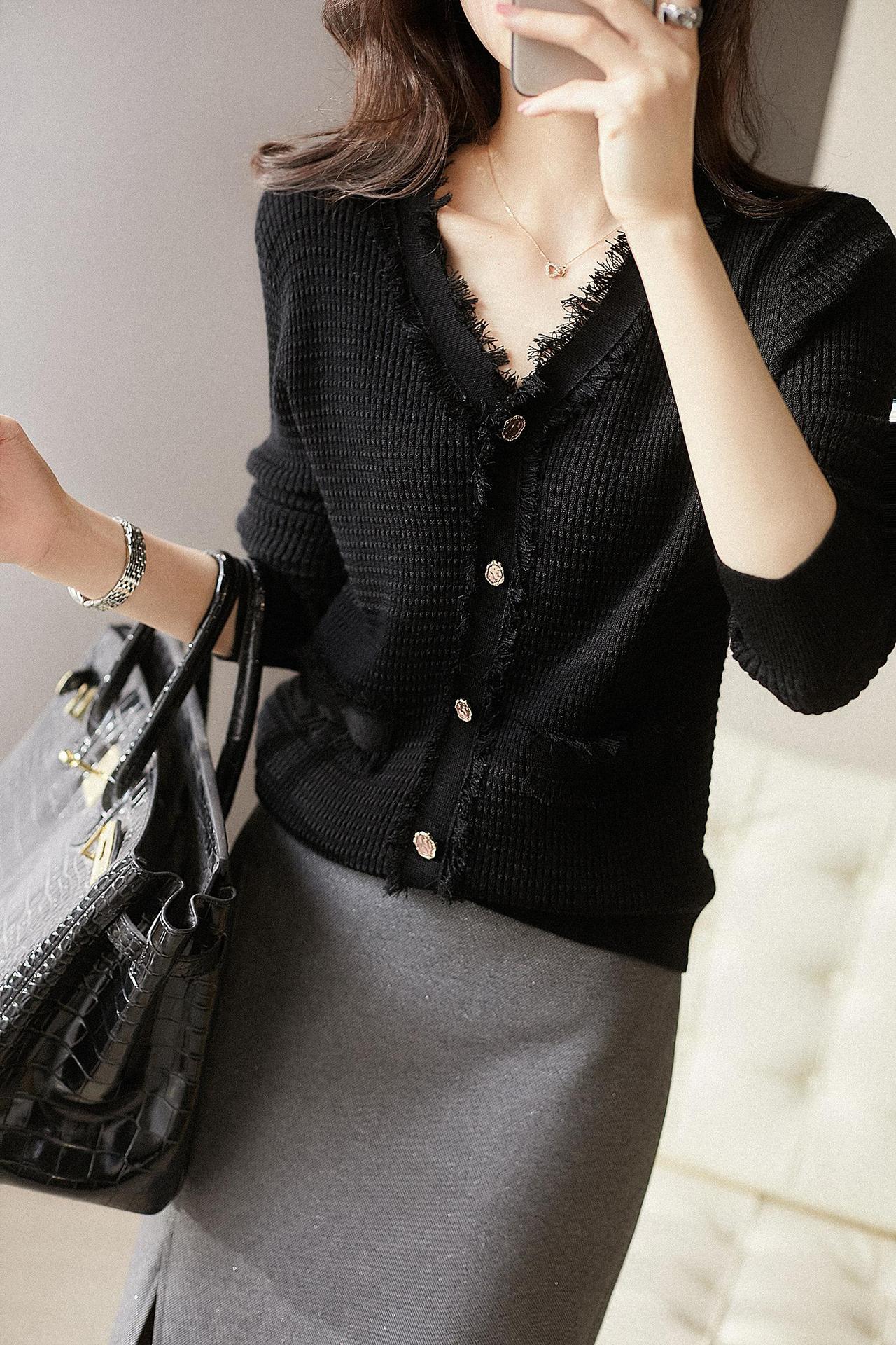 Elegant Fringe Knit Top