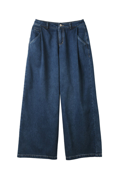 Tuck-In Denim Maxi Wide Pants