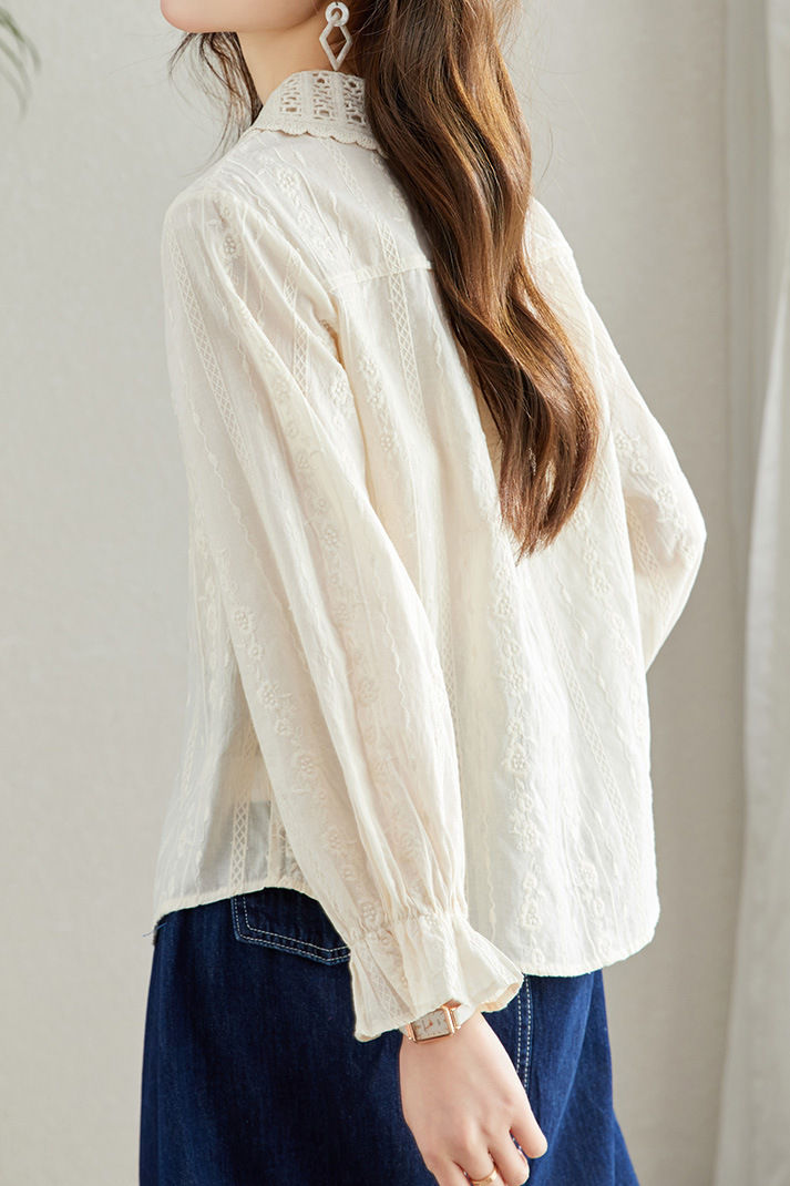 Embroidered Lace Cotton Shirt