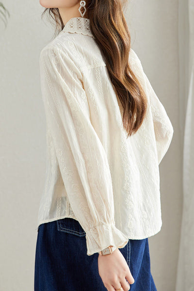 Embroidered Lace Cotton Shirt