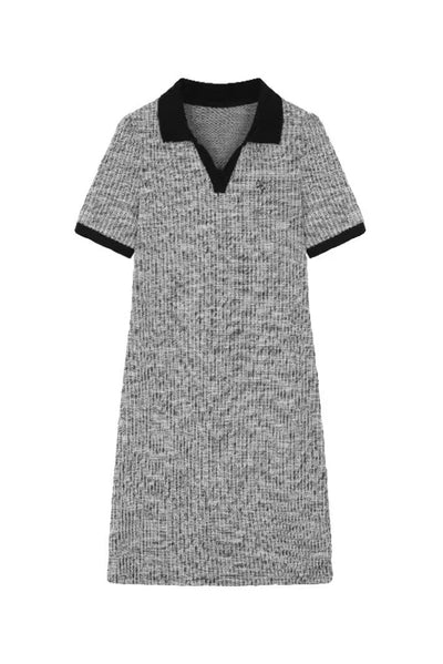 Skipper Collar Logo Embroidered Shift Dress