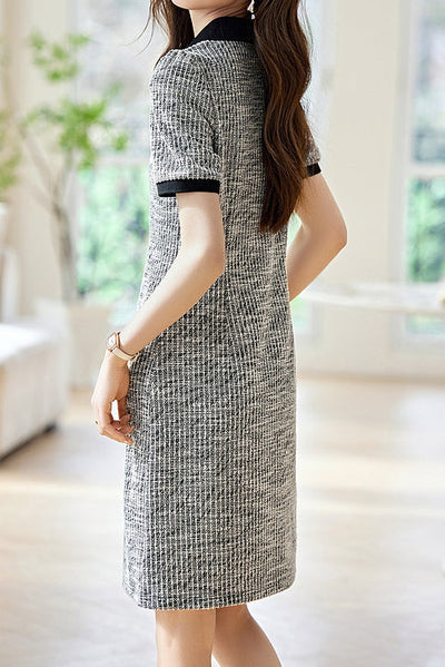 Skipper Collar Logo Embroidered Shift Dress