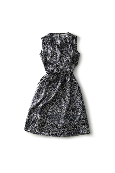 Round Neck Ribbon Tie Tank Dress with Lining