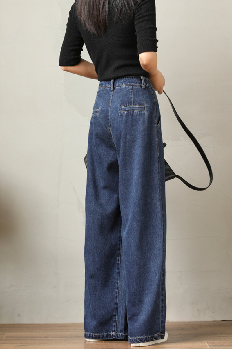 Tuck-In Denim Maxi Wide Pants