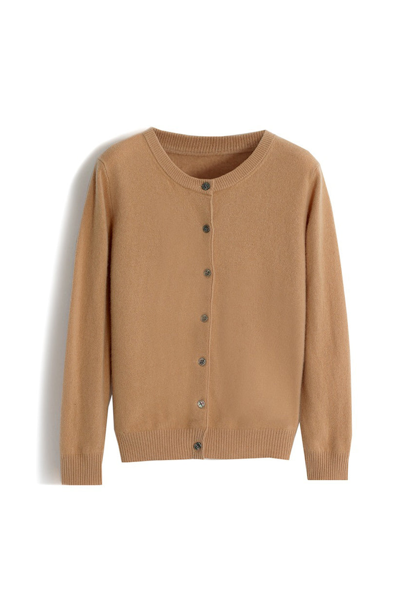 Round Neck Wool Knit Cardigan - 12 Colors Available