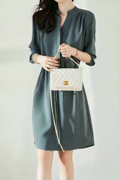 Feminine Skipper Tie-Up Dress