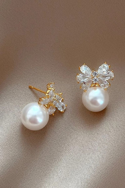 Elegant Bow Pearl Earrings