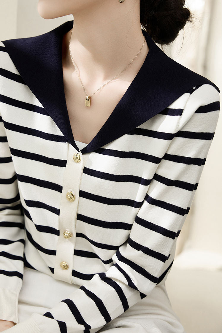 Casual Stripe Knit Shirt