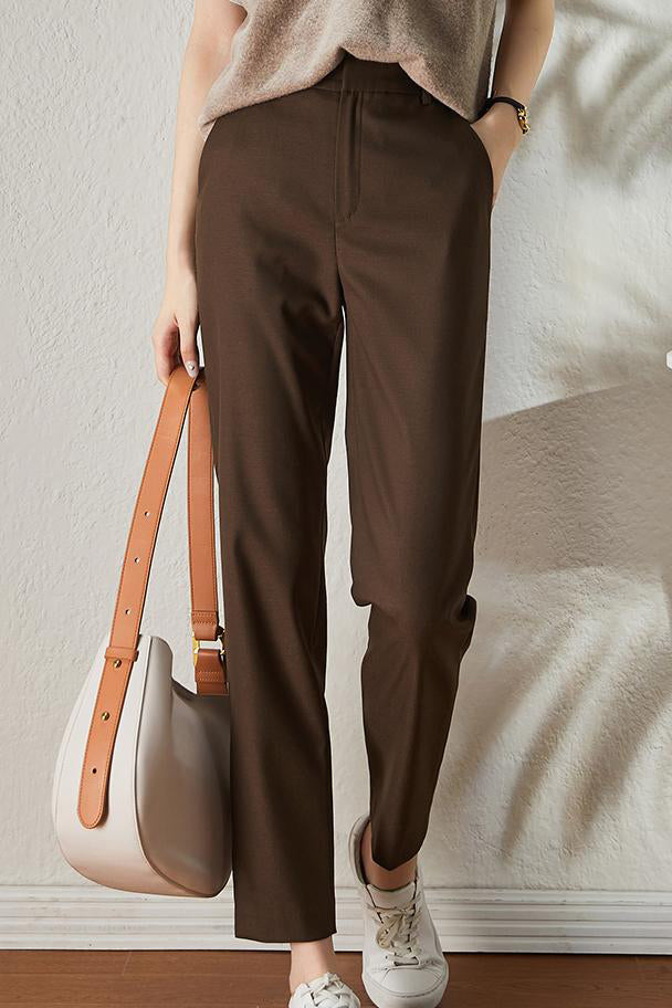 Office Style 3/4 Length Straight Pants
