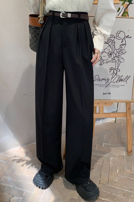Casual High-Waist Pleated Trousers