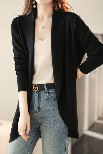 V-Neck Casual Layered Knit Cardigan - 2 Colors Available