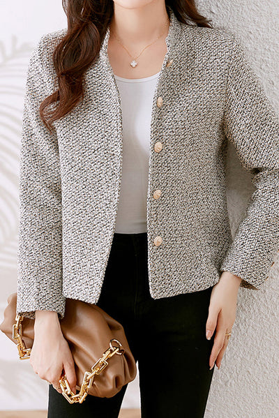Elegant Nail Color Tweed Jacket with Lining
