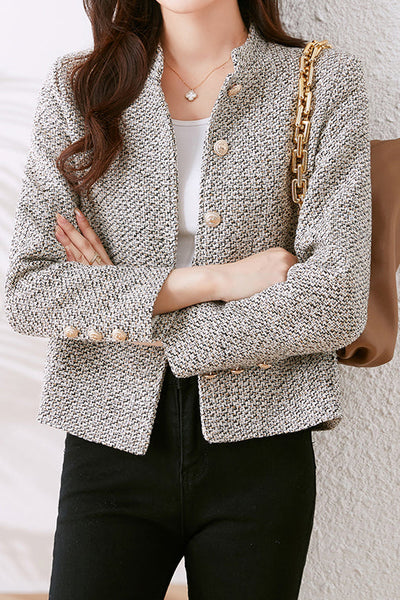 Elegant Nail Color Tweed Jacket with Lining