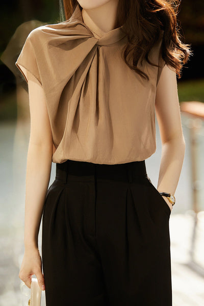 Draped Tuck Elegant Blouse