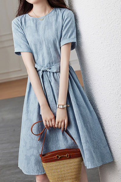 Textured casual tie dress