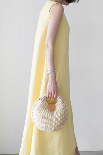 Round neck sleeveless linen vest A-line long dress