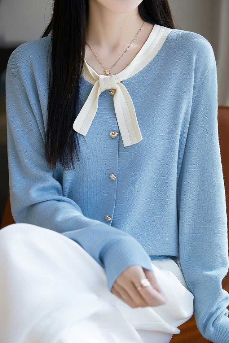Fashionable Bow Knit Cardigan