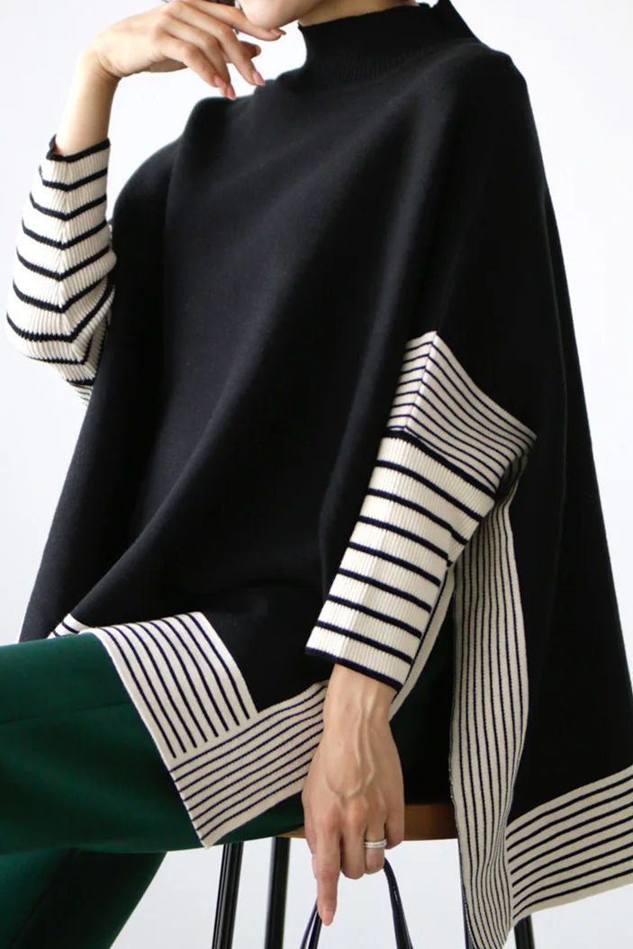 Irregular Stripe Split Loose Knit Sweater