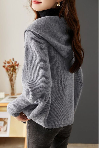 Versatile Knitted Hooded Cardigan Coat