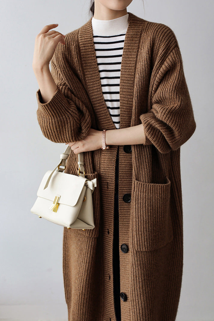 Casual Heavyweight Long Knit Jacket
