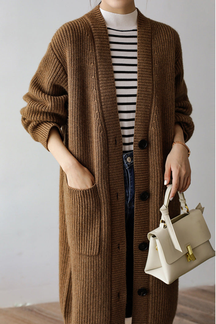 Casual Heavyweight Long Knit Jacket